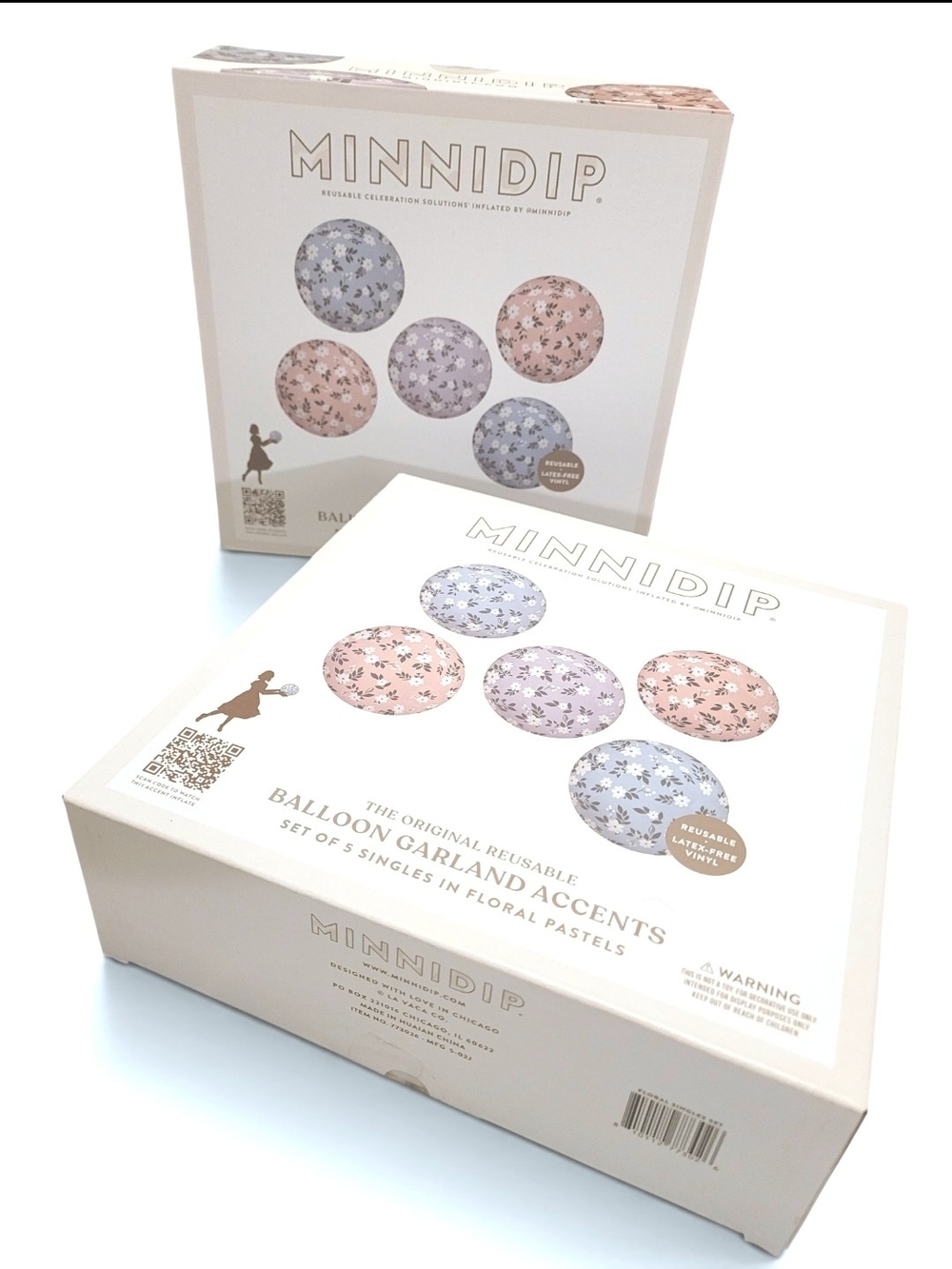 MINNIDIP Floral Pastel Reusable Balloon Garland Accents Set of 5 - 2 Available